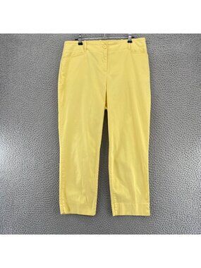 Talbots Pants Women 10 Petite Yellow Cotton Capri Pocket Stretch Casual Everyday